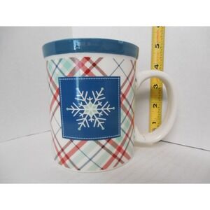 Design Pac Christmas Holiday Plaid Snowflake 16 oz. Coffee Mug Teal Red